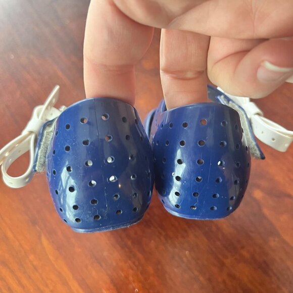 Mini Melissa Blue Rubber Flats with Off White Bow Detail- Size 7 - Picture 4 of 6